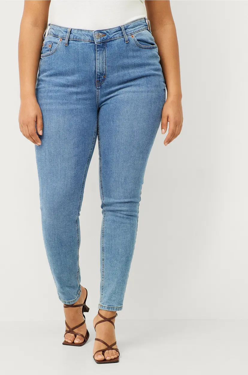 Ellos Plus collection Smale stretchjeans med høy midje - Blå