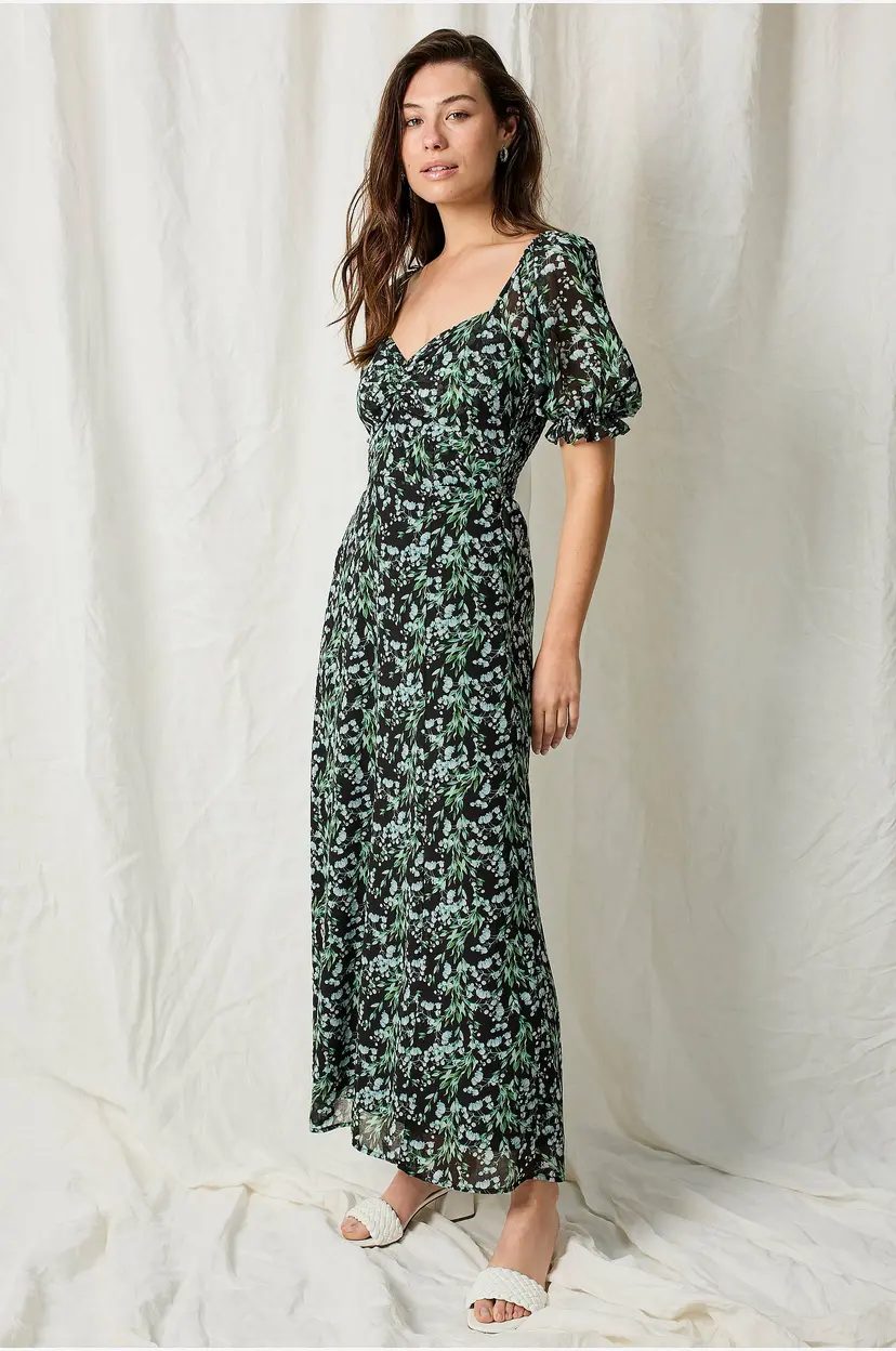 Joelle Maxikjole i chiffon - Svart