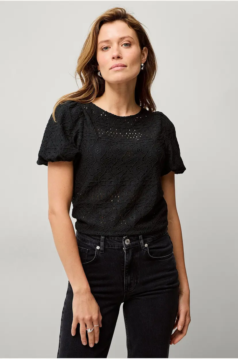 Ellos Collection Hullmønstret topp - Svart