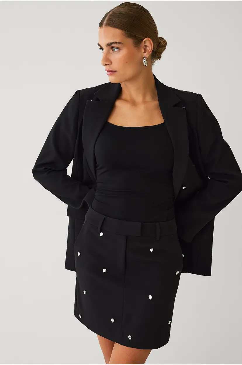 Ellos Collection Kort dresskjørt med rhinstener - Svart