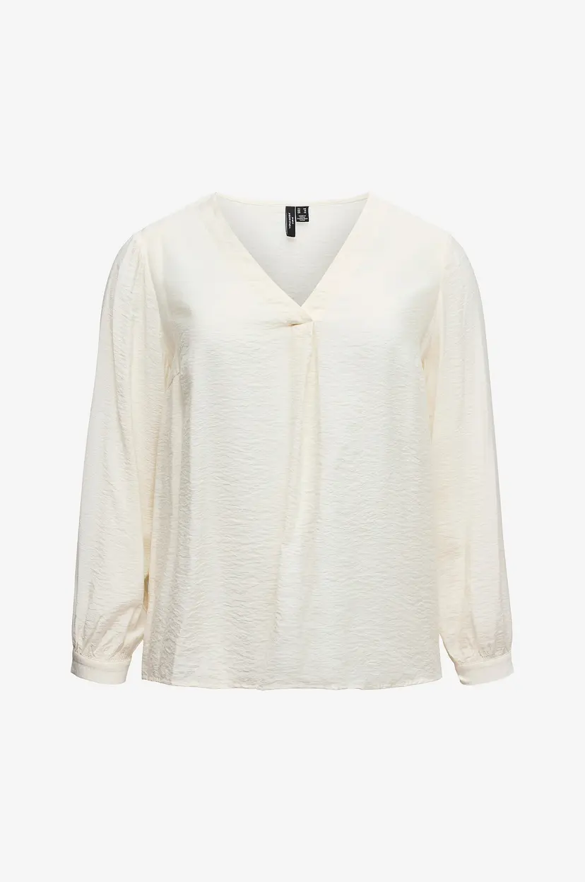 Vero Moda Curve Topp vmCurli V-neck LS Top Wvn GA Cur - Hvit