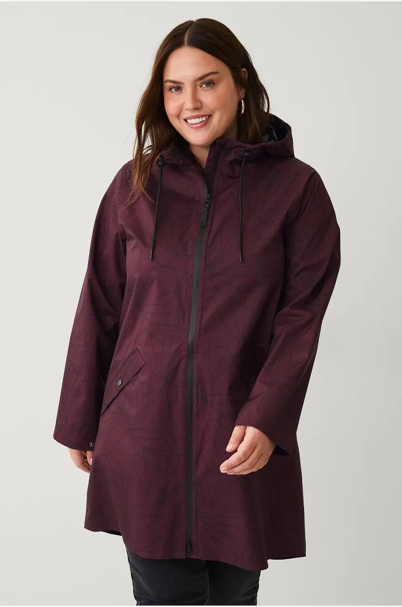 Zizzi Regnjakke mKlara aop Raincoat - Rød