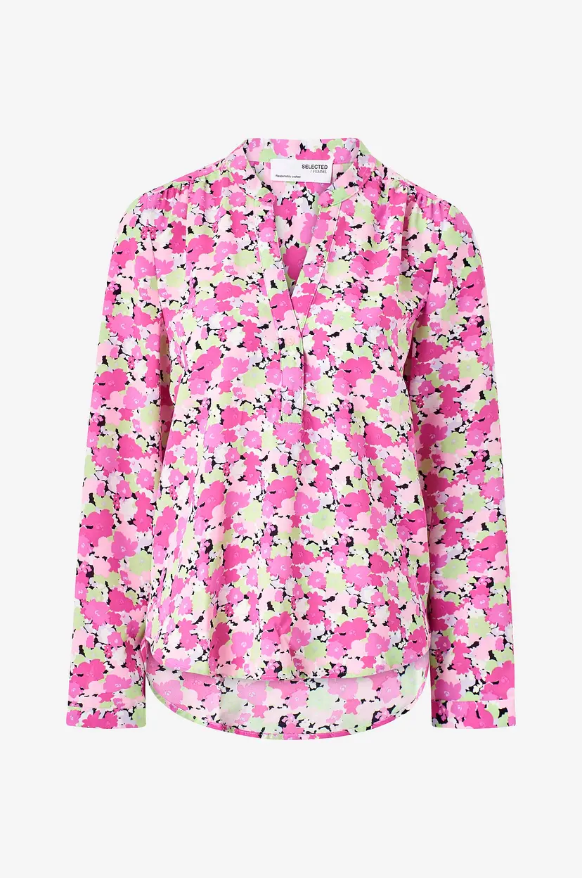 Selected Women Bluse slfMivi LS Aop Top B - Rosa