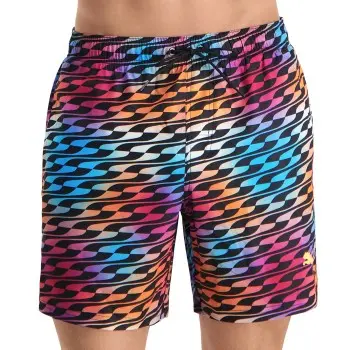 Puma Puma Badebukser Formstrip Mid Swim Shorts Svart mønstret polyester Medium Herre