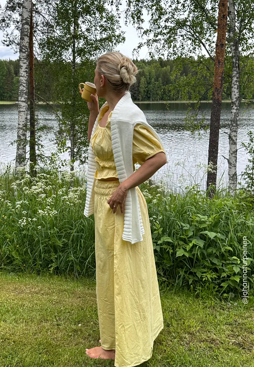 Bubbleroom Smock Waist Maxi Skirt