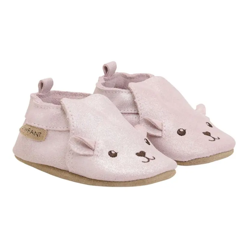 En Fant En Fant - Tøfler Semsket Skinn Bjørn Misty Rose Glitter