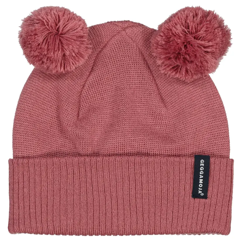 Geggamoja Stickad Mössa Tofsar Rosa - 52/54