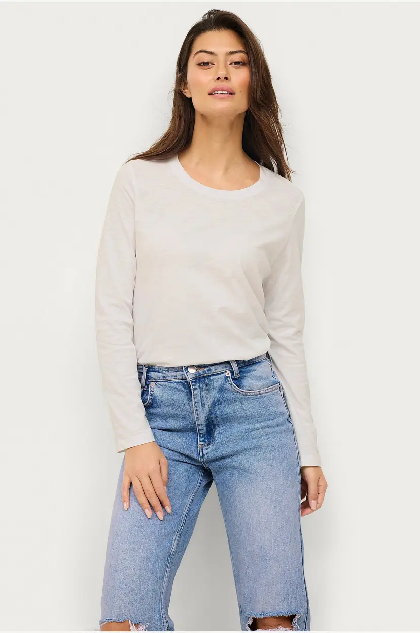 Ellos Collection Topp i myk bomullsblonder - Hvit