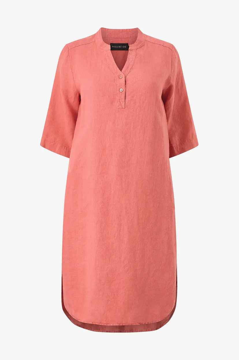 NO. 1 BY OX Kjole i lin Loose Tunic Dress - Rød