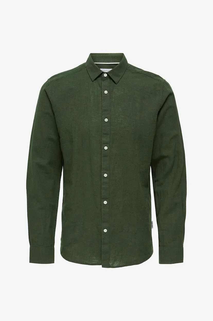 Only & Sons Skjorte onsCaiden LS Solid Linen Shirt - Grå