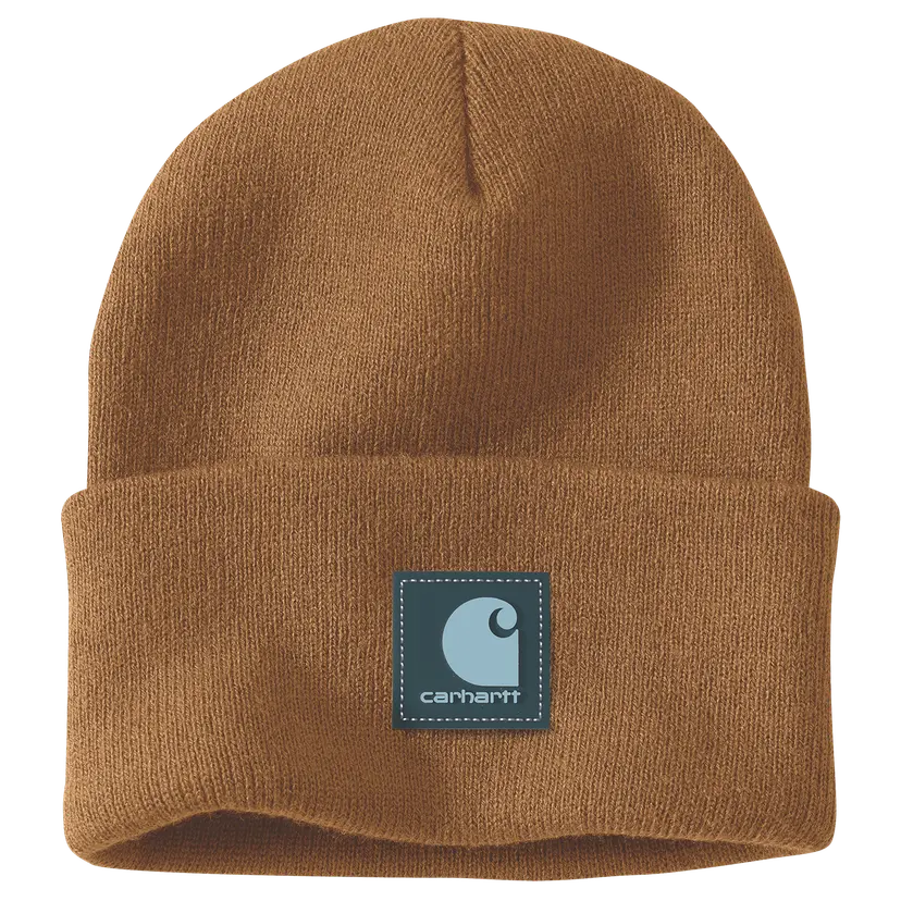 Carhartt Carhartt Rubber Patch Watch Cap Beanie Carhartt Brown/Dark Harbor Teal