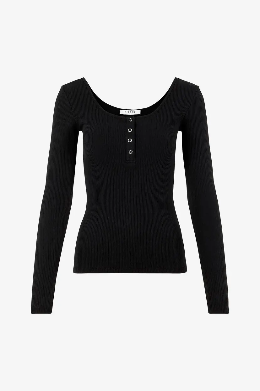 Pieces Topp pcKitte LS Top - Svart