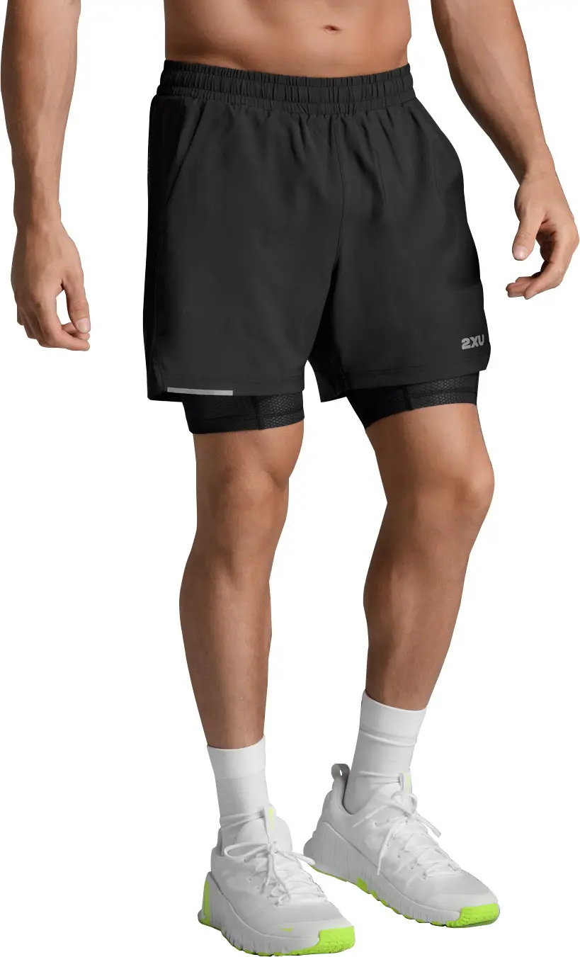 2XU 2XU Men's Aero Mesh 2-In-1 5 Inch Shorts Black/silver Reflective