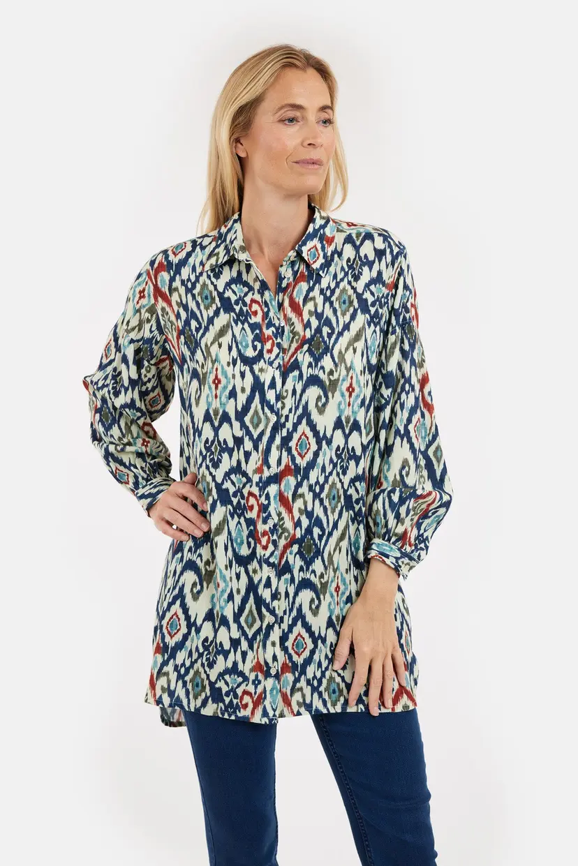 Jensen JENSEN - Langærmet Skjorte - Navy Mix - Mønstret