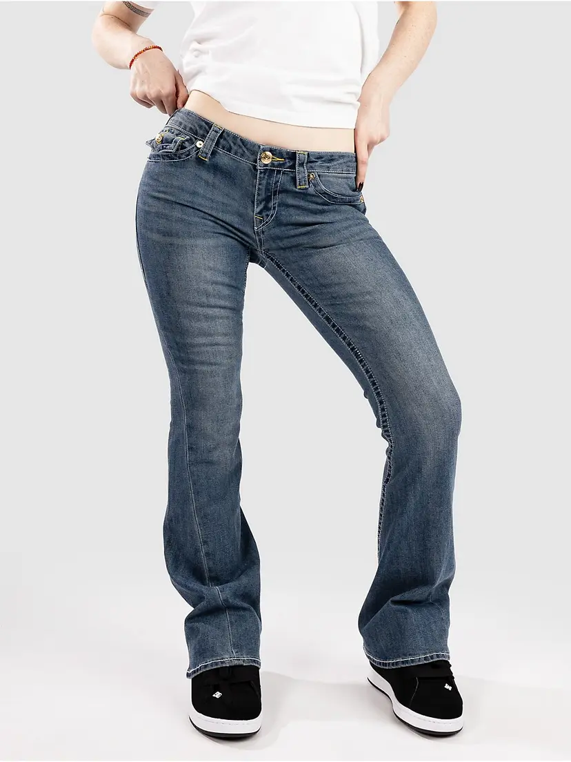 True Religion True Religion Joey Low Rise Flare Flap Jeans blå
