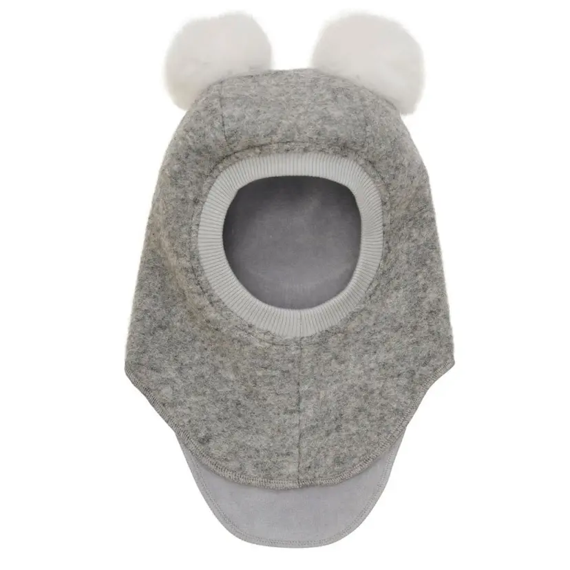Huttelihut Huttelihut - Balaclava Ull Alpakka Pompoms Medium Grey Melange