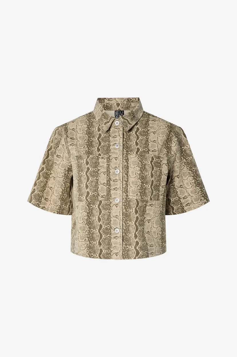 Pieces Denimskjorte pcSalume SS - Beige