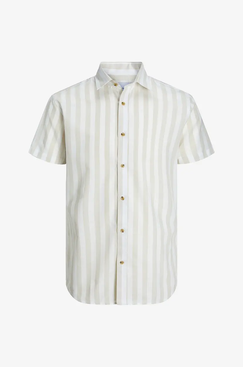 Jack & Jones Skjorte jjJoshua Oxford Stripe Shirt SS - Hvit