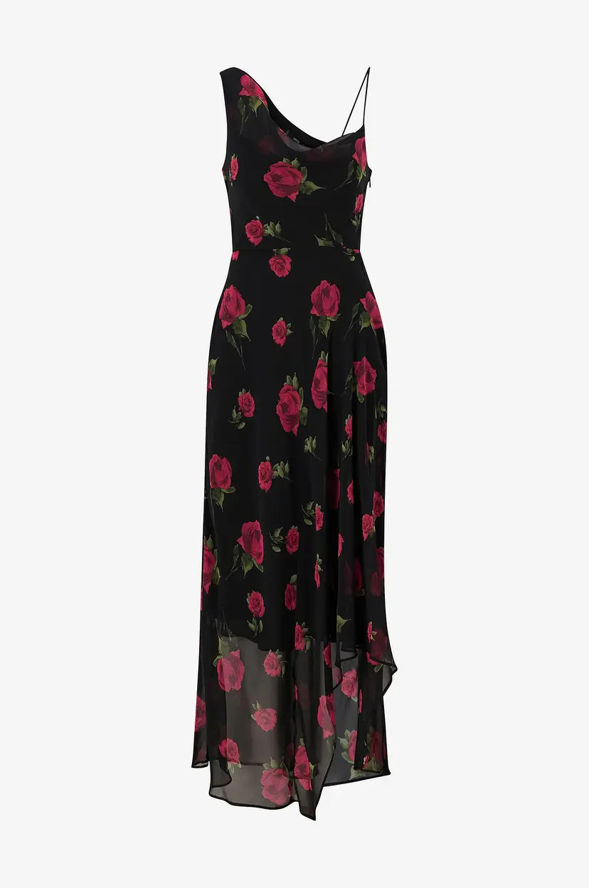 Mango Maxikjole Dress Rosa - Svart
