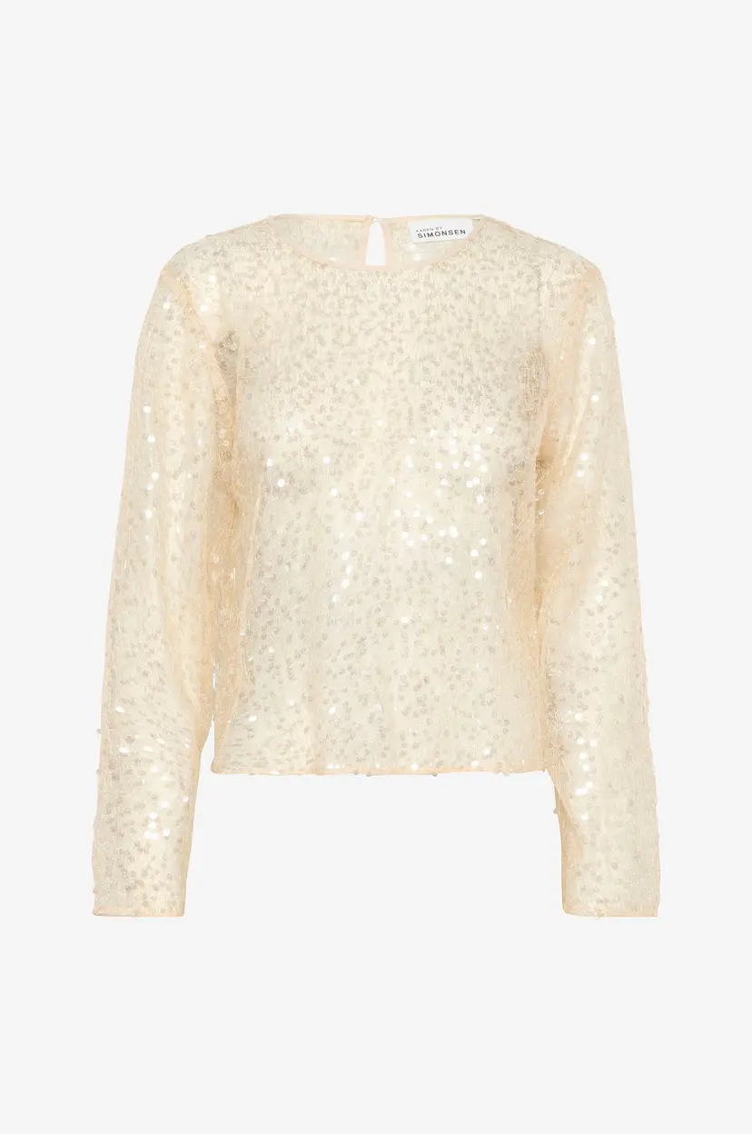Karen By Simonsen Paljettbluse kbSigne Top - Hvit