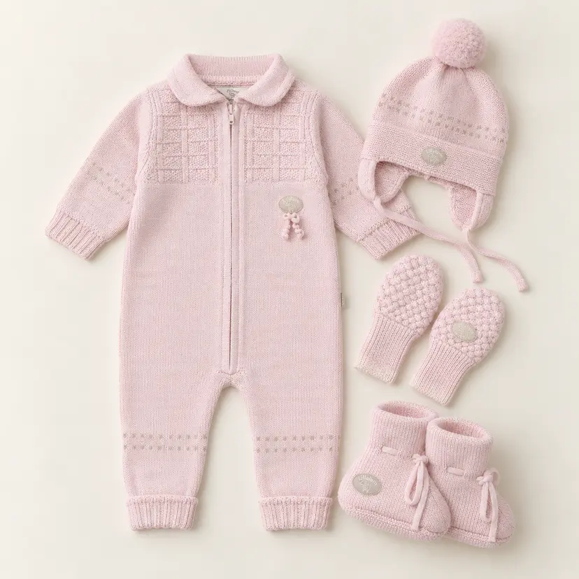 Lillelam Babypakke i merinoull «Classic» Himmelrosa
