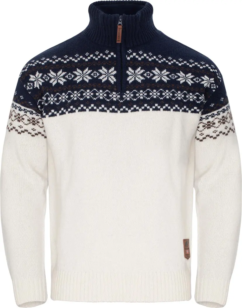 Gridarmor Gridarmor Men's Snøkrystall Half Zip Ullgenser Bright White/navy Blazer