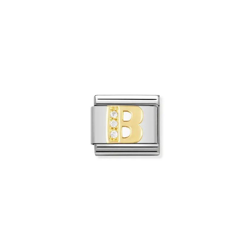 Nomination Cubic Zirconia Letter B Gold