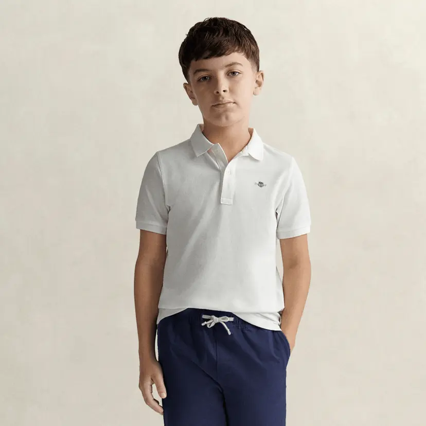 GANT Gant - Pique Shield Jr SS Polo White