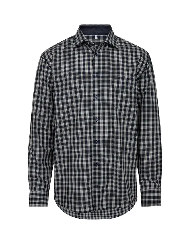 Black Blue l/s shirt regular fitting