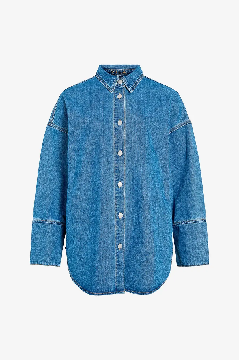 Vila Denimskjorte viMalou L/S Detailed - Blå