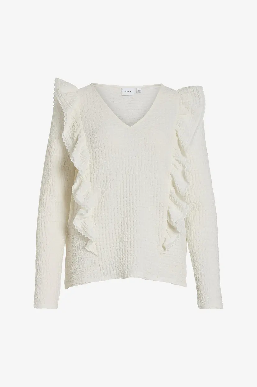 Vila Topp viPantea V-neck L/S Top - Hvit