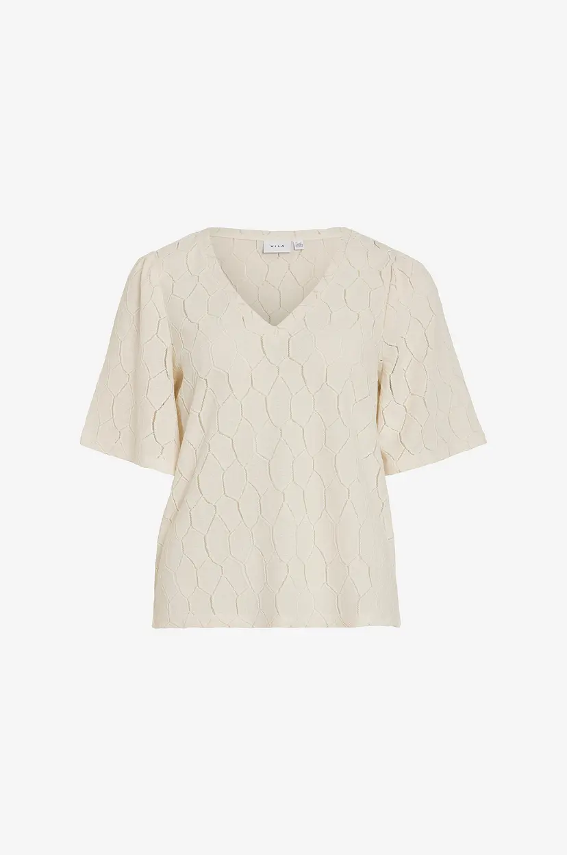 Vila Topp viArcella V-neck 2/4 Top - Beige