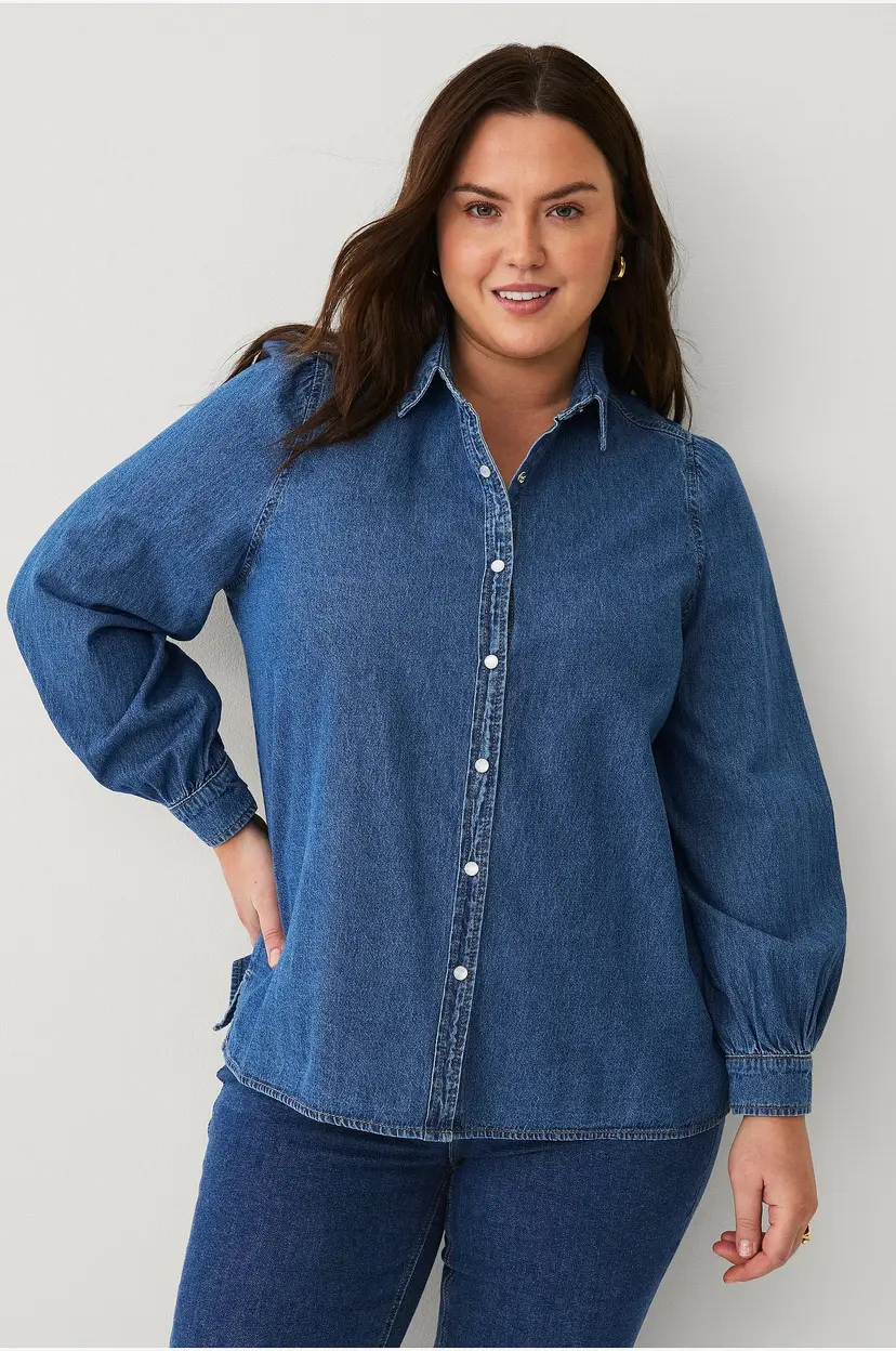 Ellos Plus collection Topp med pufferme - Blå