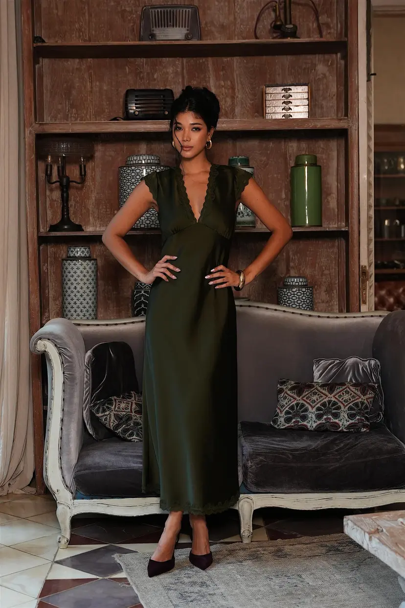 Love Lolina Zyla Midi Dress Khaki - S