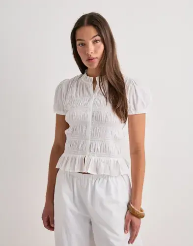 Nelly Nelly - Hvit - Puff Sleeve Smock Blouse