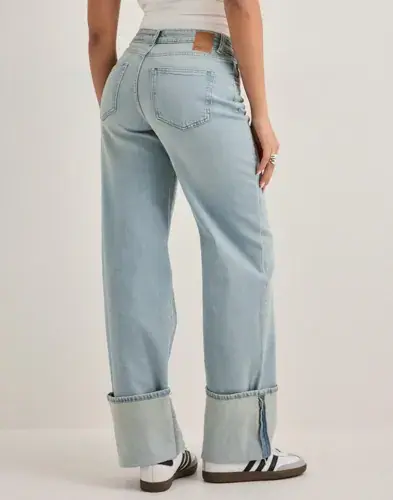 Pieces Pieces - Blå - Pcsilke Mw Fold Up Denim Jeans