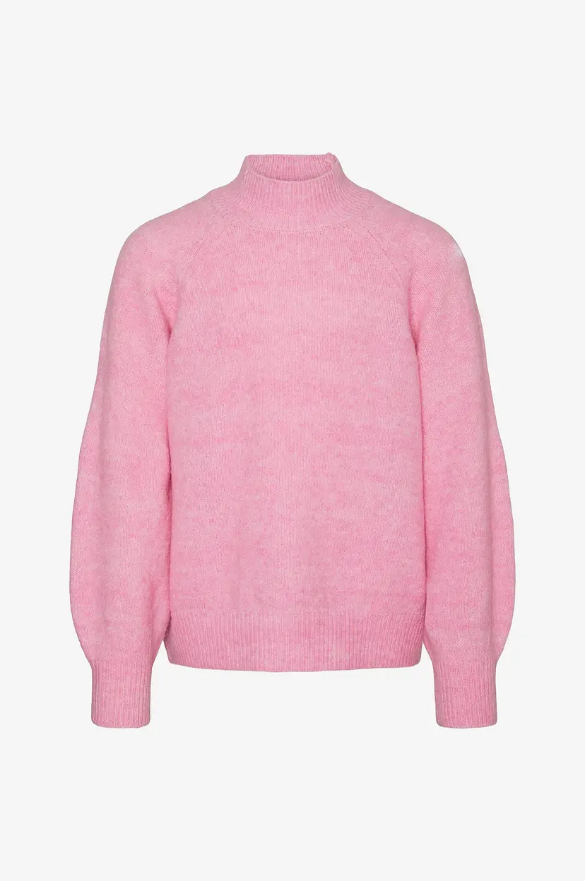 Vero Moda Girl Genser vmLeaf LS High Neck Pullover Girl - Rosa