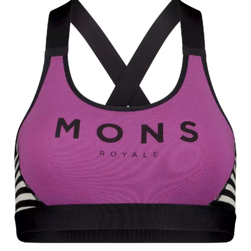 Mons Royale Mons Royale Stella Merino X-Back Bra Purple Bolt / Mr Stripe