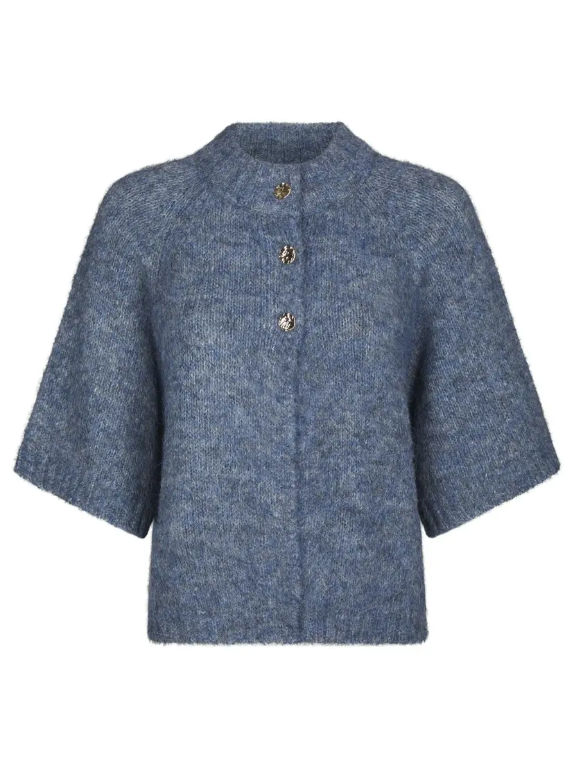 Neo Noir Benuta Fluffy Knit Cardigan - Smoke Blue