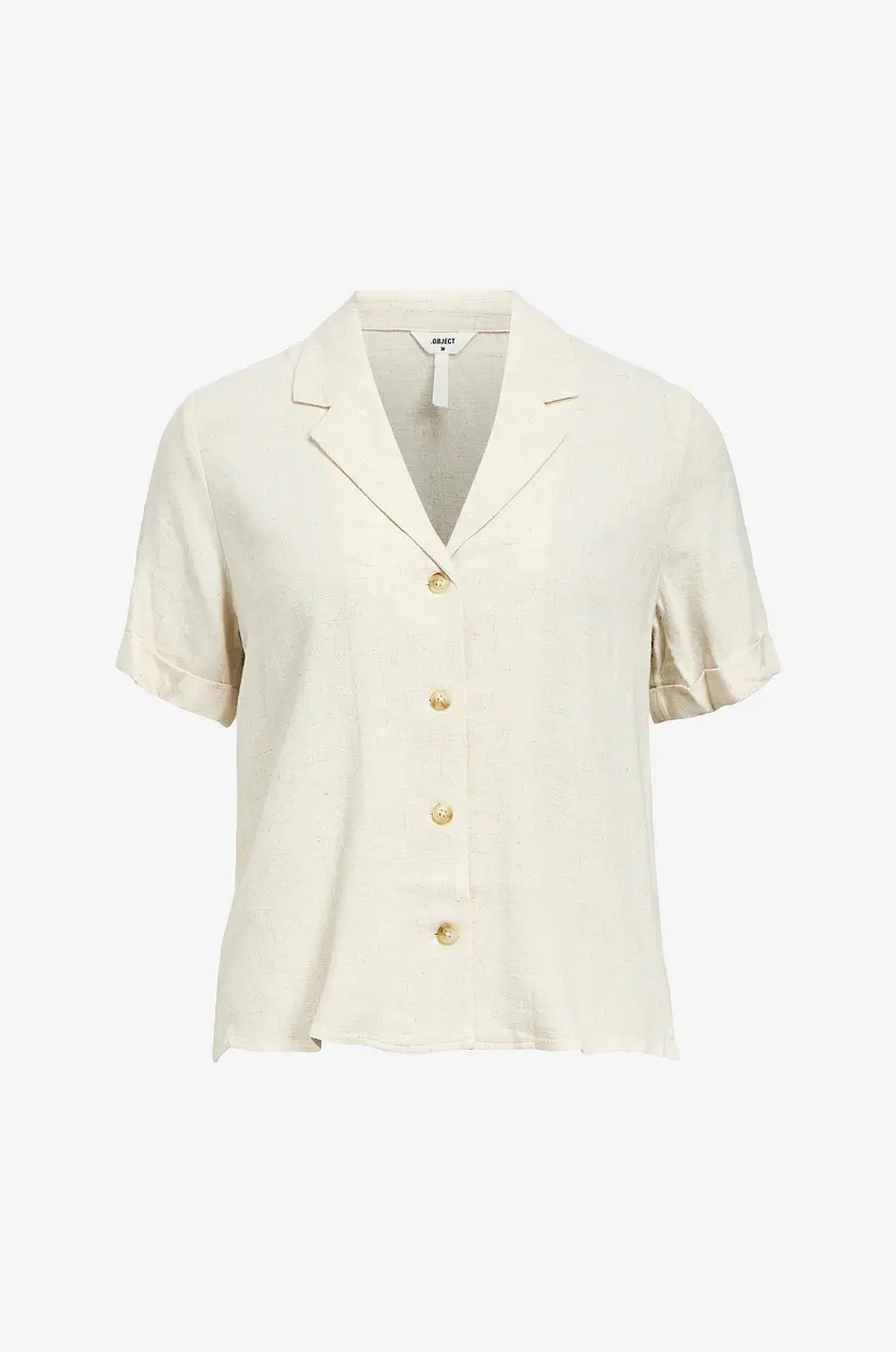 Object Collectors Item Skjorte objSanne S/S RE Shirt - Beige