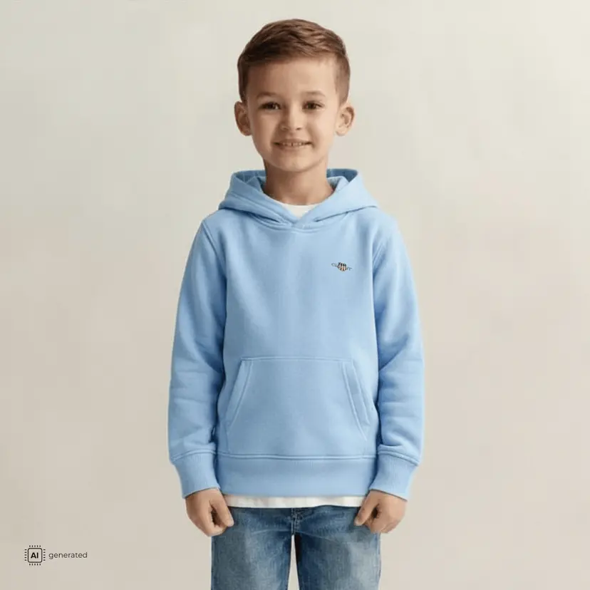 GANT Gant - Hettegenser Shield Hoodie Sky Blue