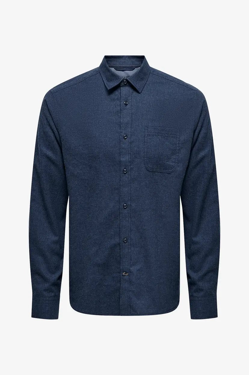 Only & Sons Skjorte onsRoad Life Reg Melange LS Shirt - Blå