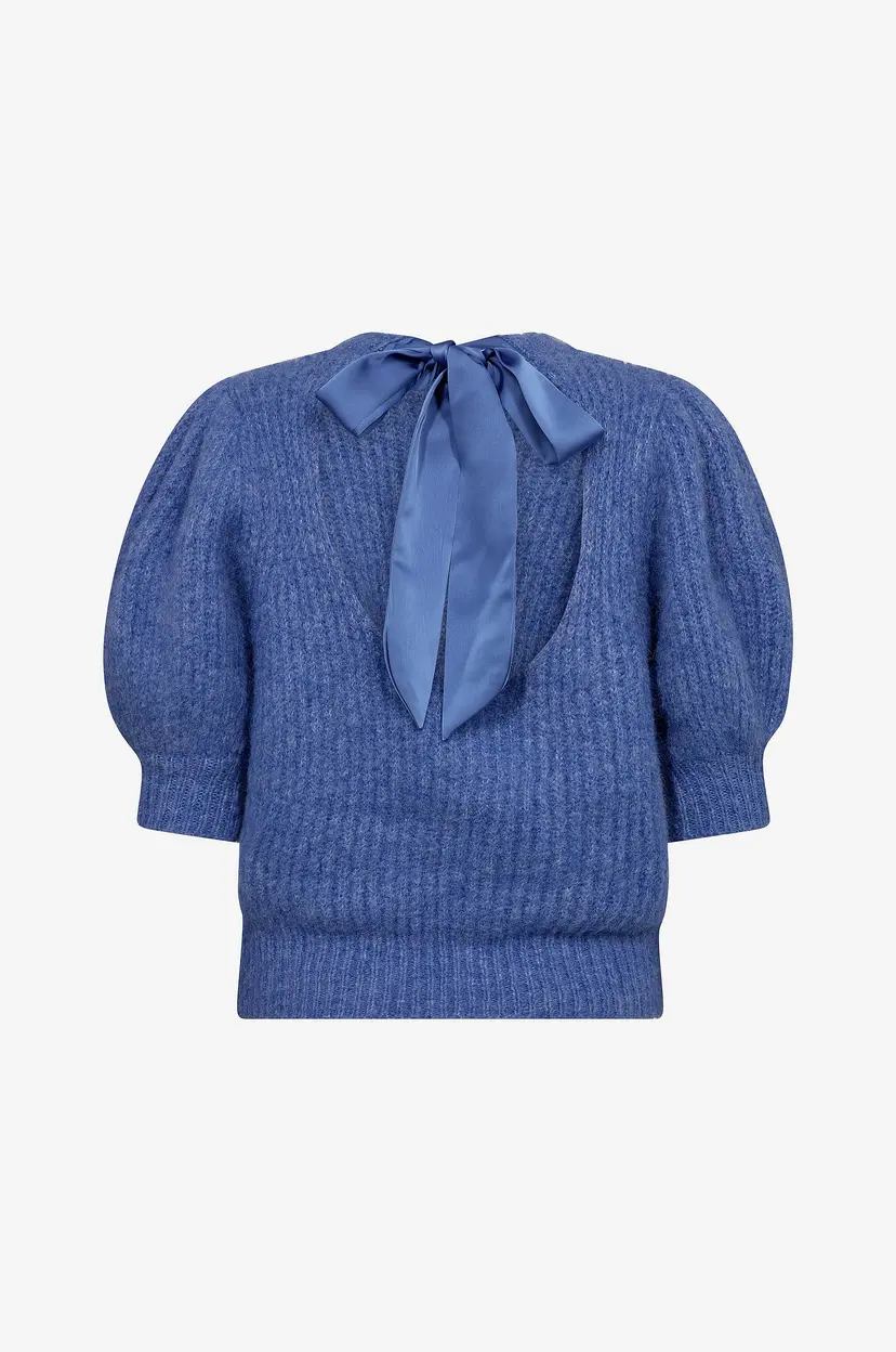 Co'couture Topp CoralieCC Bow Rib Knit - Blå
