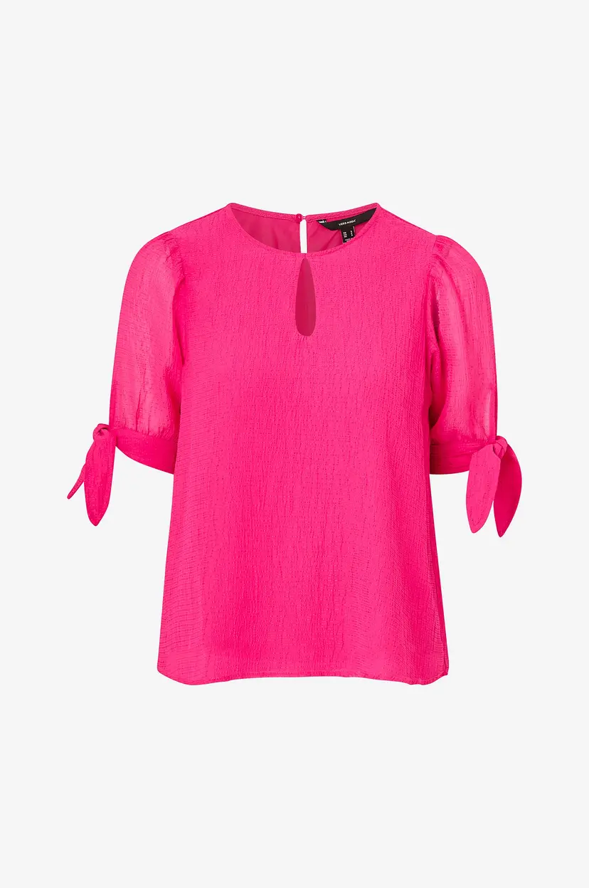 Vero Moda Bluse vmHaiely SS Tie Top Wvn - Rosa