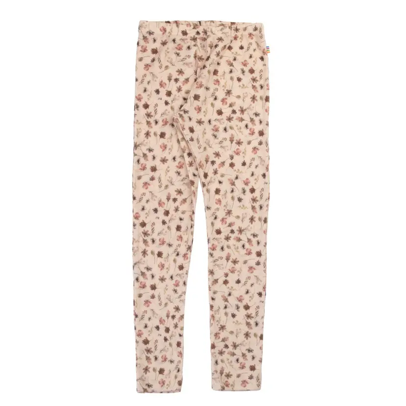 Joha Leggings i 100% merinoull «Flowers» Lys rosa
