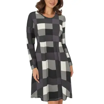 Lady Avenue Lady Avenue Bamboo Nightdress Long Sleeve Grårutet Small Dame