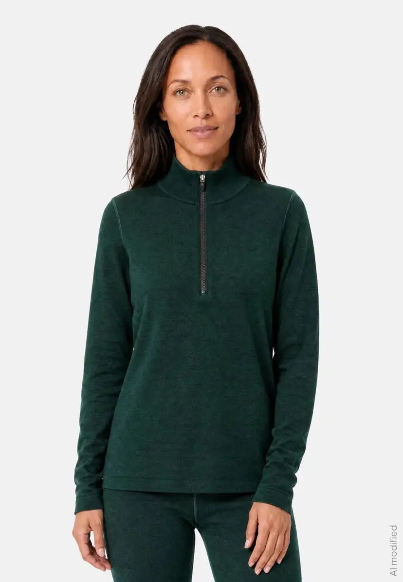 DANISH ENDURANCE EXTREME MERINO HALVLYN ZIP TRØJE fra DANISH ENDURANCE, Mørkegrøn, Størrelse L