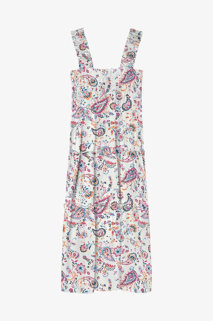 Vero Moda Kjole vmMenny SL Smock Calf Dress Wvn - Hvit