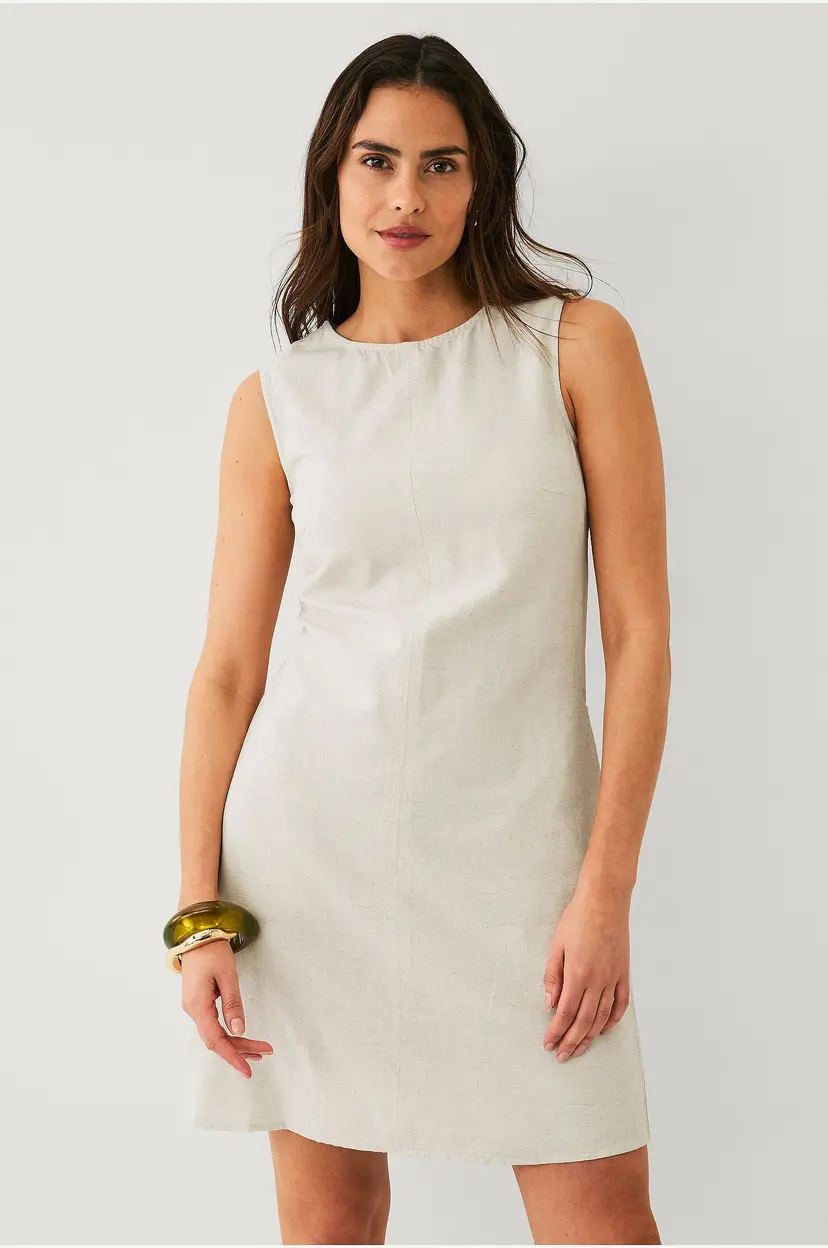 Vila Kjole viPrisilla O-neck S/L Short Dress - Beige