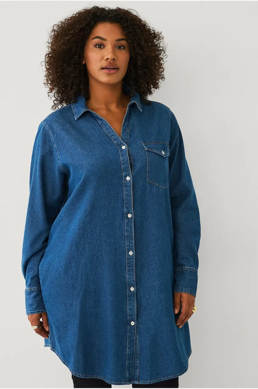 Ellos Plus collection Lang denimskjorte - Blå